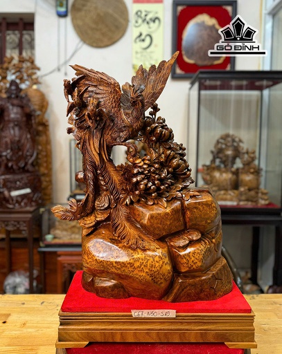Ngũ Điểu Chầu Hoàng Gỗ Nu Ngọc Am Cao 67 Ngang 50 Sâu 19 (cm) - Cả Kỷ Cao 77