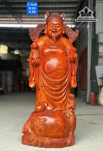 Tượng Thần Tài Gỗ Hương Cao 140 Ngang 54 Sâu 38 (cm)