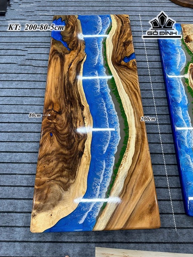 Mặt Bàn Gỗ Me Tây Epoxy Kích Thước 200x80x5 (cm) - Mã Ex1