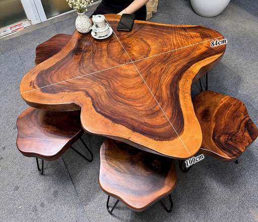 Mặt Bàn Gỗ Me Tây Kích Thước 100x84x5 (cm) - Mã L7