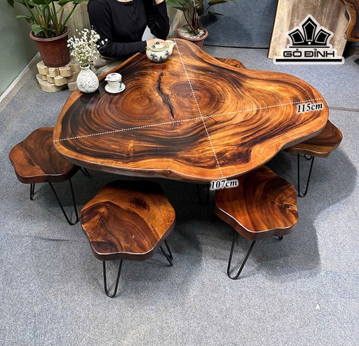 Mặt Bàn Gỗ Me Tây Kích Thước 115x107x4,5 (cm) - Mã L27