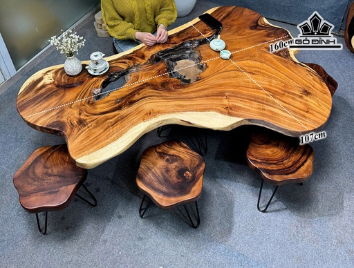 Mặt Bàn Gỗ Me Tây Kích Thước 160x107x67x5 (cm) - Mã L10