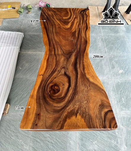 Mặt Bàn Gỗ Me Tây Kích Thước 200x83-72x5 (cm) - Mã DN3