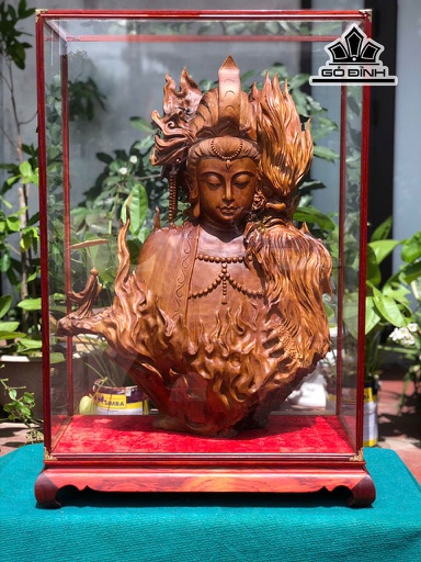 Tác Phẩm Thiện Ác Gỗ Dổi Cao 75 Ngang 55 Sâu 25 (cm) - Cả Kỷ Cao 86 (cm)