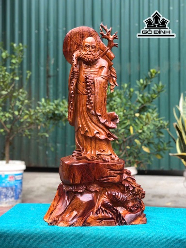Tượng Đạt Ma Sư Tổ Gỗ Hương Cao 82 Ngang 39 Sâu 23 (cm)