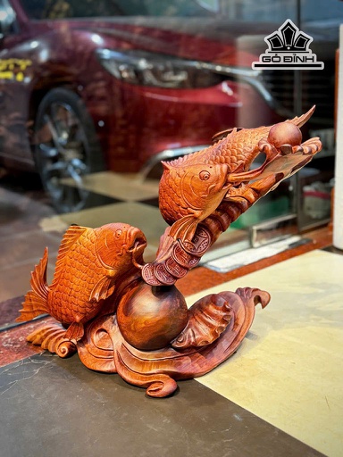 Tượng Con Cá Gỗ Hương Cao 50 Ngang 36 Sâu 20 (cm)