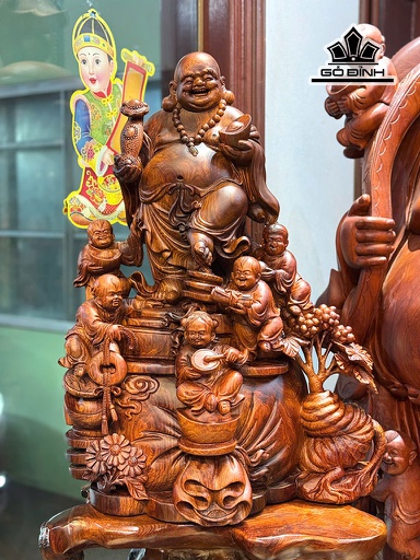 Tượng Phật Di Lặc Ngũ Phúc Gỗ Cẩm Cao 77 Ngang 52 Sâu 36 (cm)