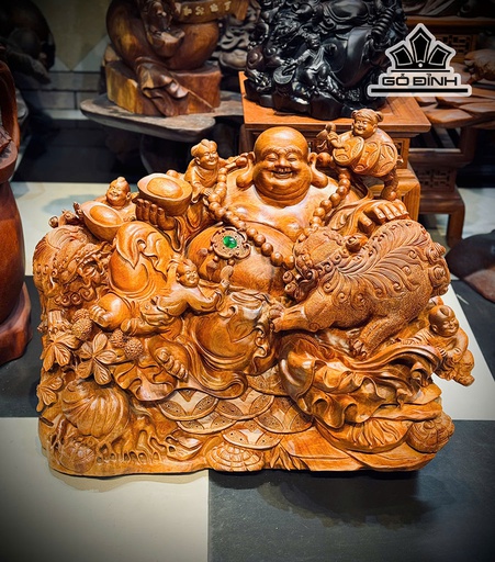 Tượng Phật Di Lặc Ngũ Phúc Gỗ Hương Cao 75 Ngang 58 Sâu 50 (cm)