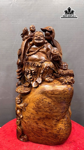 Tượng Phật Di Lặc Đứng Bao Tiền Gỗ Nu Ngọc Am Cao 60 Ngang 31 Sâu 24 (cm) - 17kg