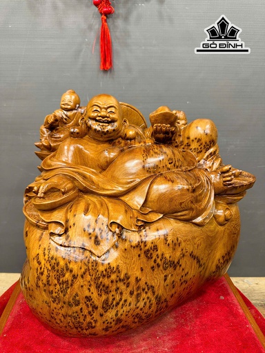 Tượng Phật Di Lặc Ngồi Bao Tiền Gỗ Nu Ngọc Am Cao 34 Ngang 40 Sâu 30 (cm) - 15kg