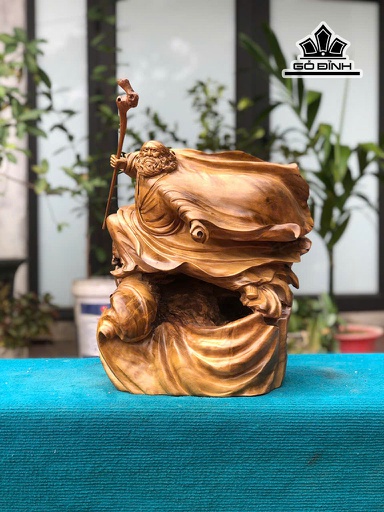 Tượng Đạt Ma Sư Tổ Gỗ Dổi Cao 47 Ngang 33 Sâu 25 (cm)