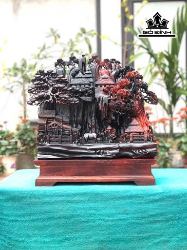 Tượng Tiểu Cảnh Gỗ Trắc Cao 50 Ngang 47 Sâu 19 (cm)