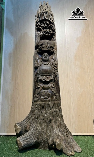 Tượng Phật Di Lặc Gỗ Trầm Hương Cao 175 Ngang 70 Sâu 75 (cm)