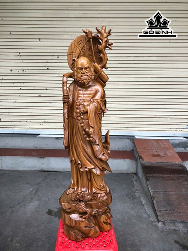 Tượng Đạt Ma Sư Tổ Gỗ Bách Xanh Cao 83 Ngang 22 Sâu 19 (cm)