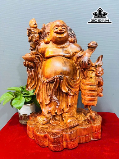 Tượng Phật Di Lặc Gỗ Hương Cao 56 Ngang 38 Sâu 25 (cm)