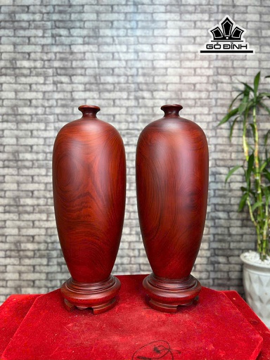Cặp Bình Phú Quý Gỗ Tử Đàn Cao 46 Đường Kính 15 (cm)
