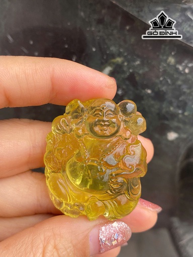 Mặt Phật Di Lặc Đá Thạch Anh Vàng Cao 39 Ngang 32 Sâu 18 (m)