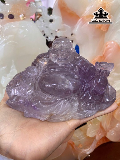 Tượng Phật Di Lặc Đá Thạch Anh Tím Cao 15 Ngang 9 Sâu 8 (cm)