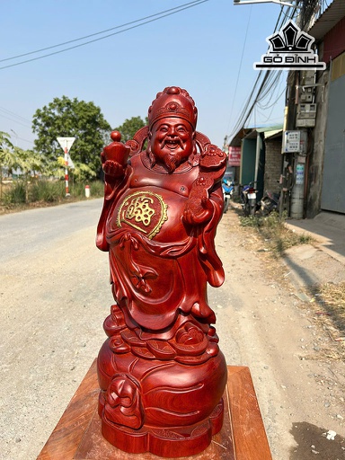 Tượng Thần Tài Gỗ Tử Đàn Cao 61 Ngang 24 Sâu 24 (cm)