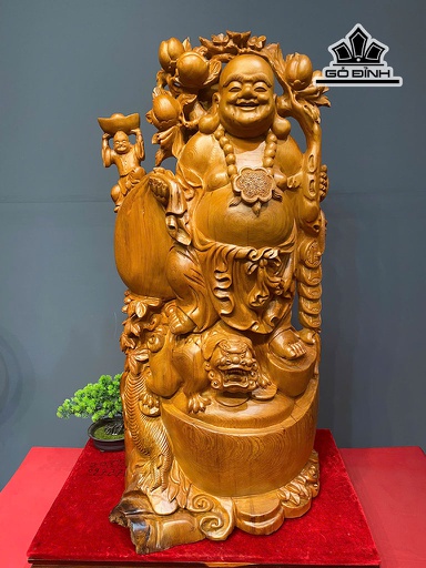 Tượng Phật Di Lặc Gỗ Ngọc Am Cao 108 Ngang 50 Sâu 30 (cm)