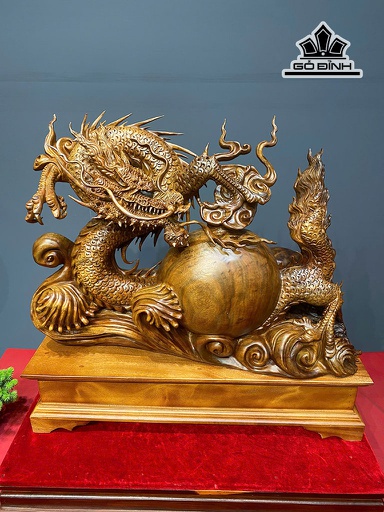 Tượng Rồng ( Nhất Long) Gỗ Xá Xị Cao Cả Kỷ 62 Ngang 69 Sâu 25 (cm)  - Kỷ Cao 15 (cm)