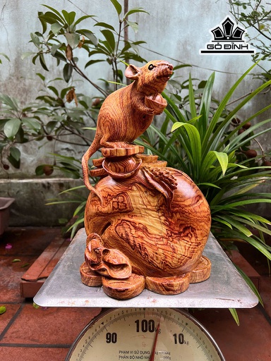 Tượng Chuột Phong Thủy Gỗ Cẩm Cao 32 Ngang 22 Sâu 14 (cm)
