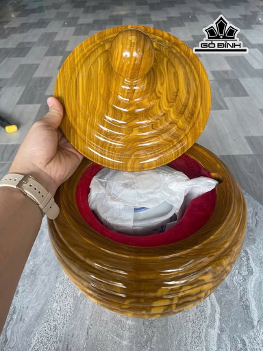 Bình Ủ Trà Gỗ Hoàng Đàn Cao 36 Đường Kính 28 (cm) - 1,5 Lít