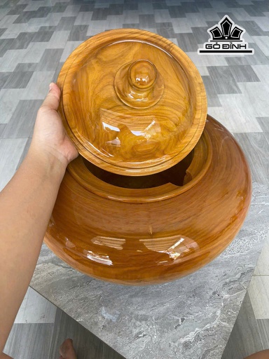 Bình Ủ Trà Gỗ Hoàng Đàn Cao 37 Đường Kính 43 (cm) - 1,5Lít