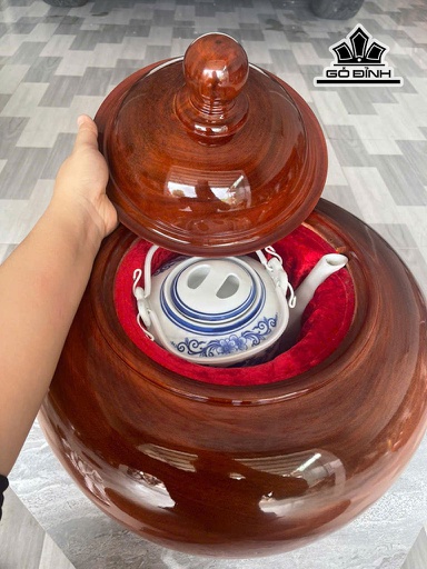 Bình Ủ Trà Gỗ Lim Cao 48 Đường Kính 42,5 (cm) - 2,5 Lít