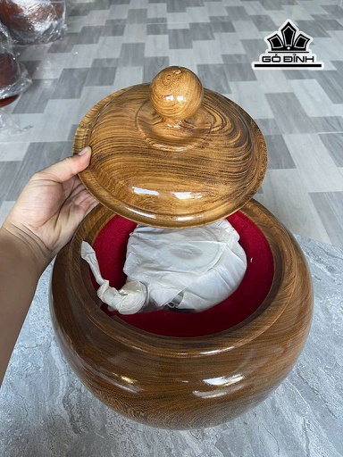 Bình Ủ Trà Gỗ Mun Hoa Cao 35 Đường Kính 29 (cm) - 1,5 Lít