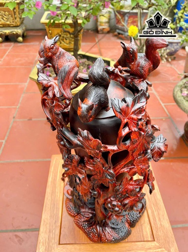 Bình Phú Quý Gỗ Trắc Cao 50 Ngang 28 Sâu 26 (cm)