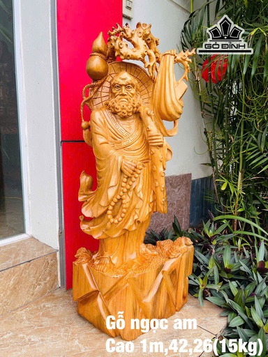 Tượng Đạt Ma Sư Tổ Gỗ Ngọc Am Cao 100 Ngang 42 Sâu 26 (cm) - 15kg