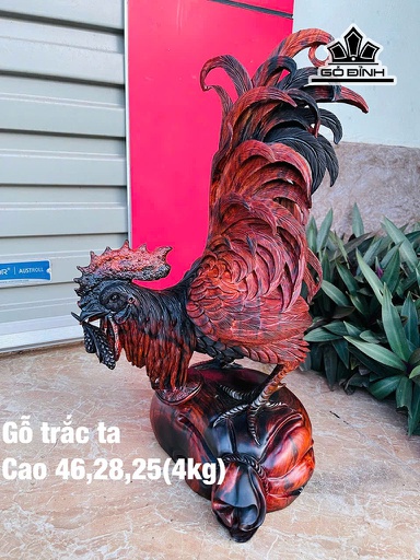 Tượng Gà Trống Gỗ Trắc Cao 46 Ngang 28 Sâu 25 (cm) -4kg