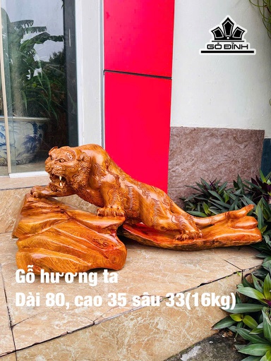 Tượng Hổ Phong Thủy Gỗ Hương Cao 35 Ngang 80 Sâu 33 (cm) -16kg