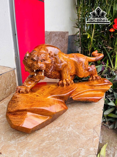 Tượng Hổ Phong Thủy Gỗ Hương Cao 38 Ngang 70 Sâu 35 (cm) - 20kg