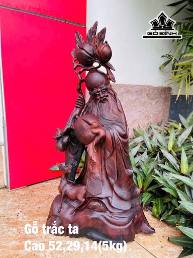 Tượng Ông Thọ Gỗ Trắc Cao 52 Ngang 29 Sâu 14 (cm)