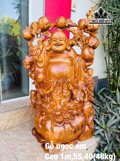 Tượng Phật Di Lặc Nhị Phúc Gỗ Ngọc Am Cao 100 Ngang 55 Sâu 40 (cm) - 48kg