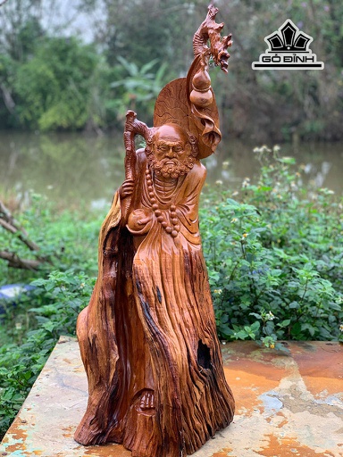 Tượng Đạt Ma Sư Tổ Gỗ Hương Cao 100 Ngang 43 Sâu 35 (cm)