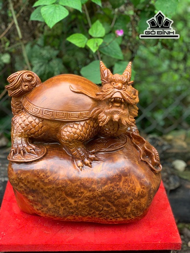 Tượng Long Quy Gỗ Nu Ngọc Am Cao 32 Ngang 30 Sâu 20 (cm)