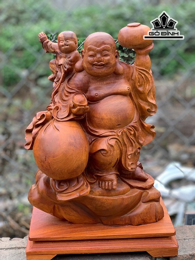 Tượng Phật Di Lặc Nhất Phúc Gỗ Hương Cao Cả Kỷ 42 Ngang 27 Sâu 17 (cm) - Riêng Tượng Cao 37