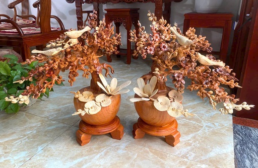 Cặp Bình Hoa Gỗ Hương Cao 60 Ngang 52 Sâu 35 (cm)