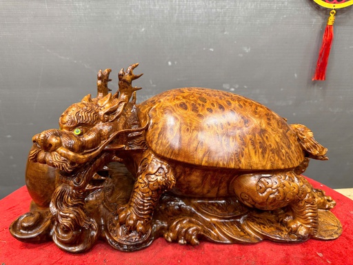 Tượng Long Quy Gỗ Ngọc Am Cao 22 Ngang 43 Sâu 20 (cm)