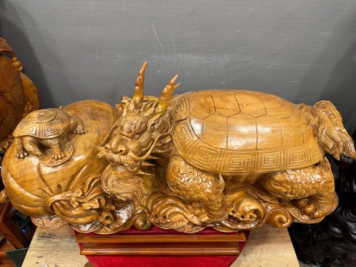 Tượng Long Quy Gỗ Ngọc Am Cao 38 Ngang 85 Sâu 36 (cm) - 40kg