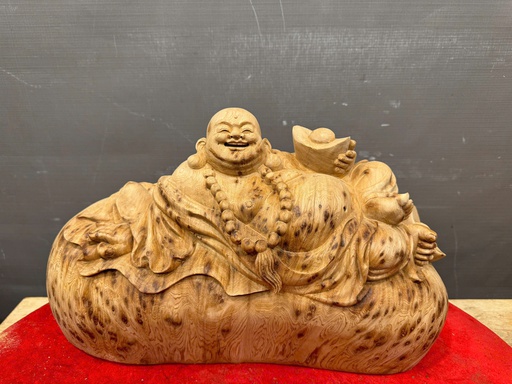 Tượng Phật Di Lặc Gỗ Nu Ngọc Am Cao 24 Ngang 41 Sâu 19 (cm)