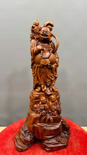 Tượng Phật Di Lặc Tam Phúc Gỗ Sưa Cao 66 Ngang 34 Sâu 26 (cm)