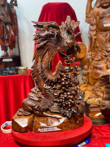 Ngũ Điểu Chầu Hoàng Gỗ Ngọc Am Cao 61 Ngang 40 Sâu 26 (cm)