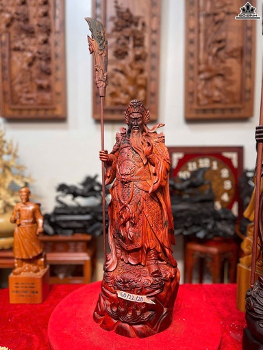 Tượng Quan Công Gỗ Trắc Cao 60 Ngang 22 Sâu 20 (cm)