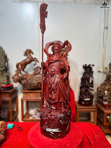 Tượng Quan Công Gỗ Tử Đàn Cao 80 Ngang 26 Sâu 25 (cm)