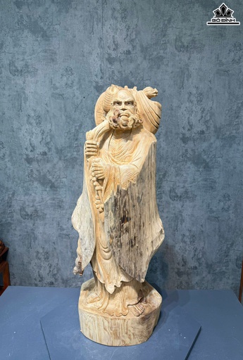 Tượng Đạt Ma Sư Tổ Gỗ Ngọc Am Cao 98 Ngang 36 Sâu 31 (cm) - 46kg