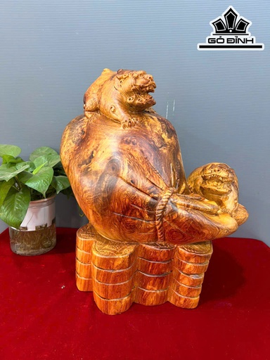 Tượng Nghê Gỗ Nu Hương Cao 40 Ngang 26 Sâu 22 (cm)